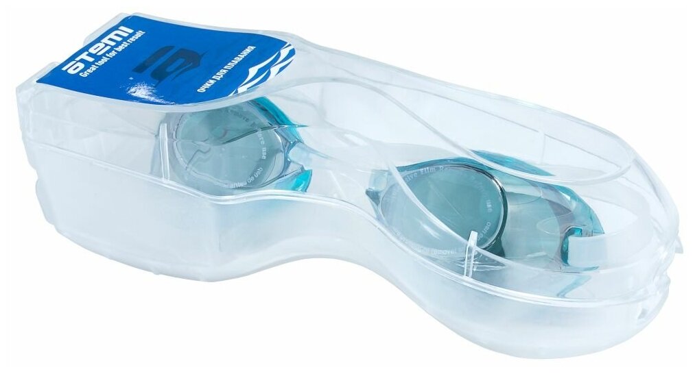 Очки для плавания Atemi, старт, зерк, силикон, (голубой), R302M