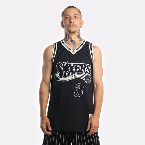 фото Майка mitchell & ness, силуэт прямой, размер m, черный, белый