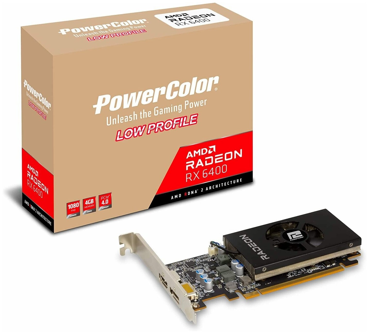 Видеокарта PowerColor AMD Radeon RX 6400 Low Profil (AXRX 6400 LP 4GBD6-DH) - фото №4
