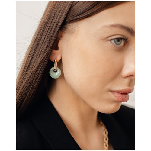 Серьги JIWA, нефрит, зеленый, серебряный