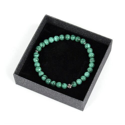 фото Четки браслет из малахита. 6 мм. 30 зерен, натуральный камень, крест серебристый псалом