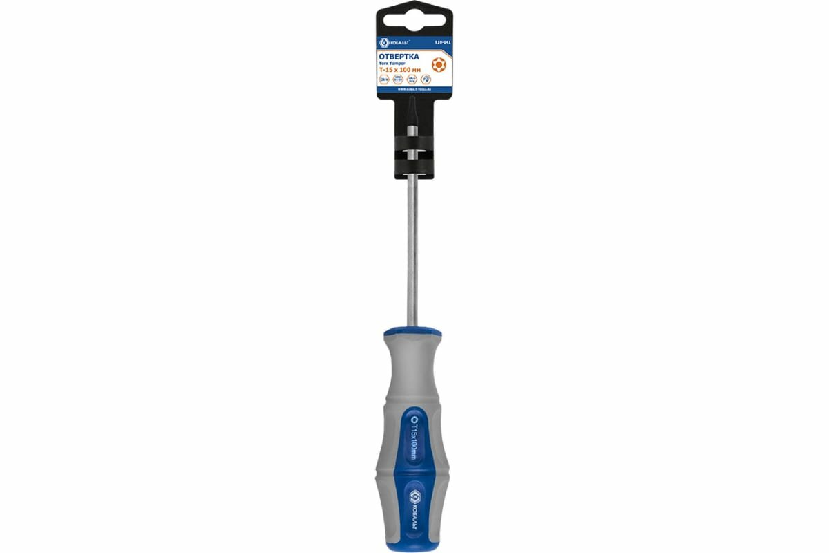 Отвертка Ultra Grip кобальт Torx Tamper-15 х 100 мм CR-V, двухкомпонентная рукоятка (1 шт.) подвес - фотография № 12