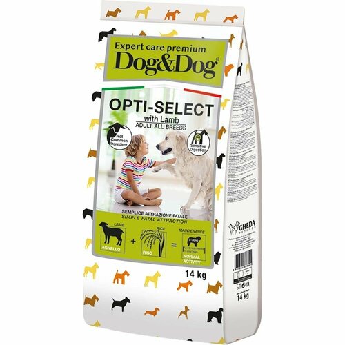 Сухой корм Dog&Dog Expert Premium Opti-Select, для взрослых собак с ягненком, 14кг