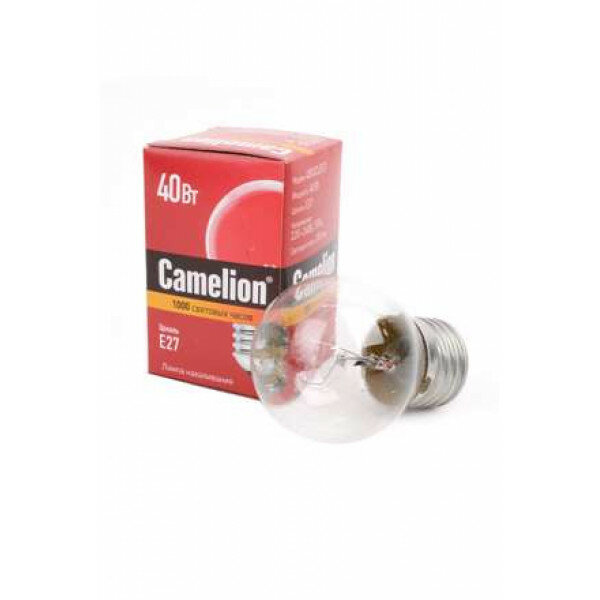 фото Лампа CAMELION Е27 40Вт 390Лм 220В CAMELION 40/D/CL/E27 8974, накаливания, прозрачная, шар