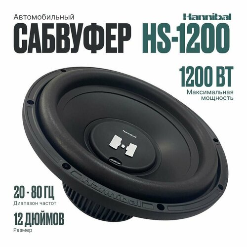 Сабвуфер автомобильный Hannibal HS-1200D2 динамик 12 дюймов