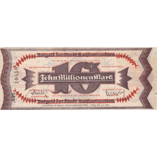Германия (Веймарская Республика) Кайзерслаутерн 10000000 марок 1923 г.