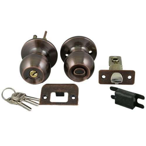 Ручка с защелкой Qually 607 ET (с фиксатором, с ключом) медь