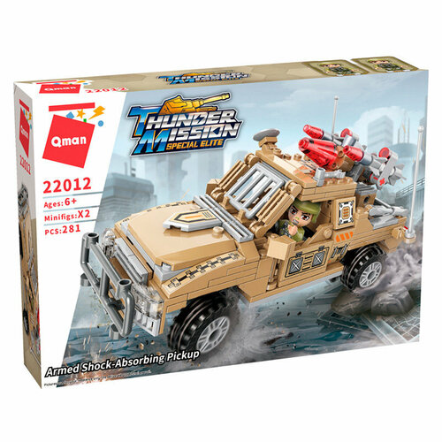 конструктор qman thunder mission военная машина с фигурками 281 деталей brick 22012 Конструктор QMAN 22012 Военная зона. Штурмовой пикап, 281 деталь