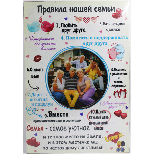 Мотиватор-постер и фоторамка Правила нашей семьи 435₽