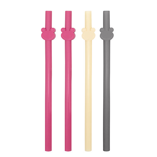 Набор из 4 многоразовых силиконовых соломинок BabyJem Pink Girl 764