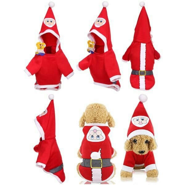 Кофта для собаки "Новогодний БУМ-Санта" с капюшоном, размер XL (50*40см) Ultramarine