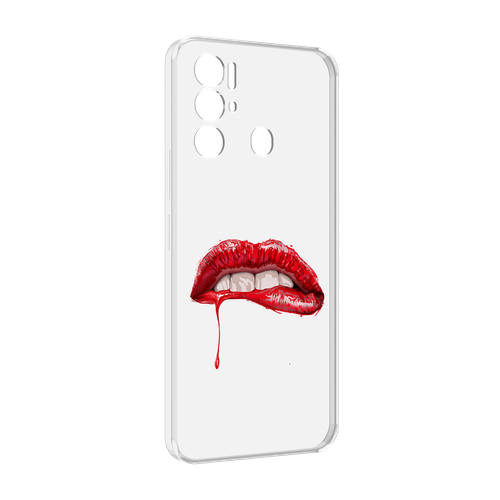 Чехол MyPads яркие красные губы для Tecno Pova Neo 4G задняя-панель-накладка-бампер
