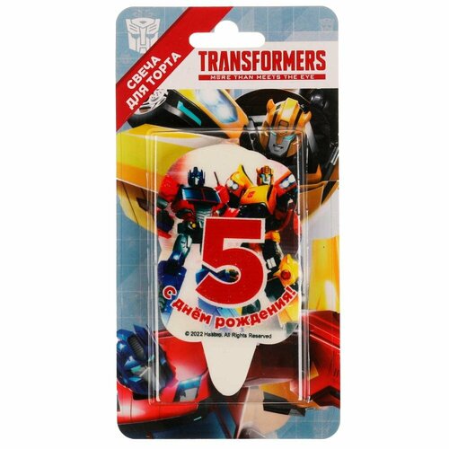 Свеча для торта со стикером 5 Трансформеры Чудо праздник CC-81100-05-TR 502₽