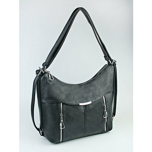 фото Сумка хобо , фактура зернистая, черный adafman