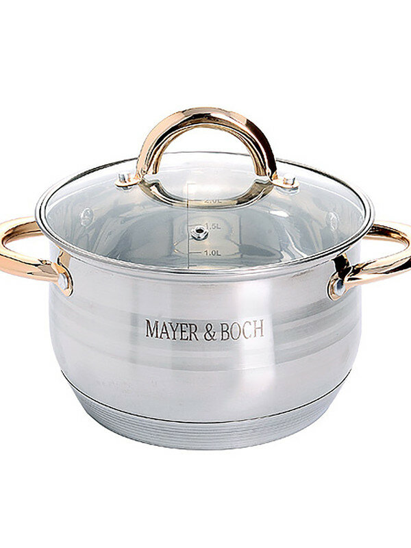 Кастрюля с крышкой индукция Mayer&Boch, стальная, 2,8л