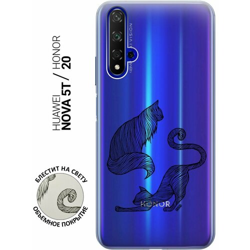 Ультратонкий силиконовый чехол-накладка Transparent для Honor 20, Huawei Nova 5T с 3D принтом Lazy Cats ультратонкий силиконовый чехол накладка transparent для honor 20 huawei nova 5t с 3d принтом dragon