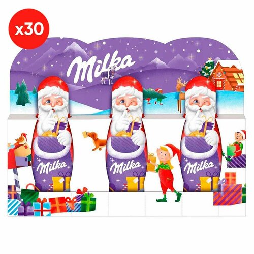 Новогодний подарочный набор молочного шоколада Milka Xmas Santa (Германия), 15 г (3 шт) (упаковка 30 шт)