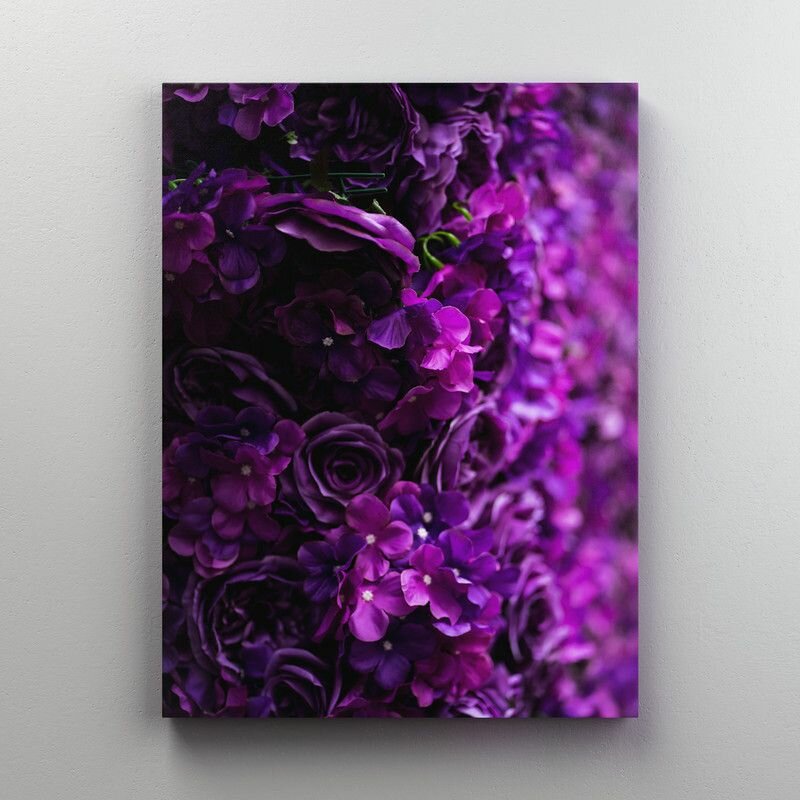 Интерьерная картина на холсте "Композиция из фиолетовых цветов" размер 22x30 см