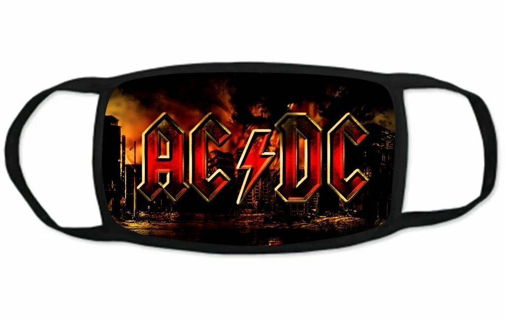 Маска защитная тканевая на лицо AC/DC, Эй-си/ди-си №7, Детская - 18 на 10 см