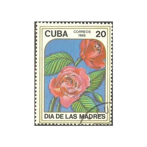 (1985-040) Сцепка (2 м) Куба Роза красная Цветы III Θ 1985 041 сцепка 2 м куба тюльпан цветы iii θ