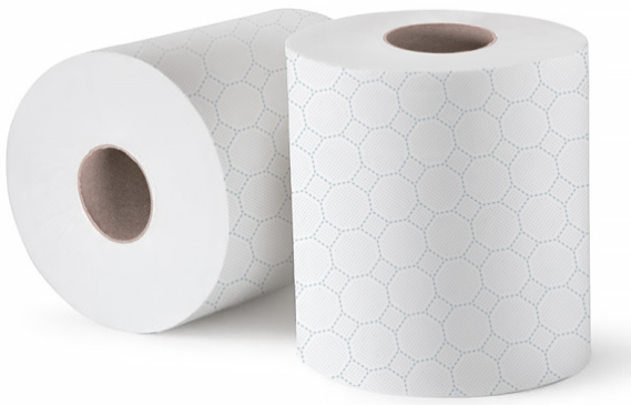 фото Полотенца бумажные рулонные 120 м, Belux Pro, 2-слойные, белые с цветным тиснением, комплект 2 рулона