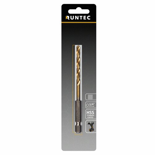 фото Runtec rt-ds6 сверло по металлу runtec hss-tin 6 x 111мм hex 1/4"
