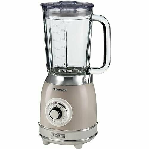 Стеклянный миксер Ariete Vintage 583 многофункциональный блендер в стиле ретро с 4 лезвиями 4 скорости импульсная функция функция дробления льда емкость 15 литра 1000 Вт бежевый 2377100₽
