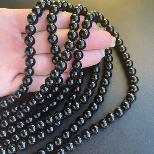 Бусины Suntrim из черного агата, 8 мм, нить 39 см, 51 бусина