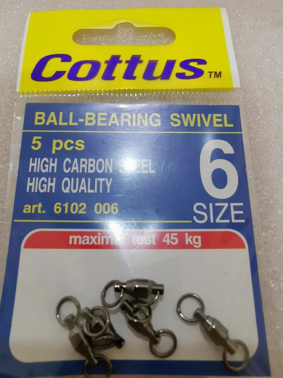 Карабин с подшипником COTTUS Ball-Bearing Swivel #6 (5шт,45кг)