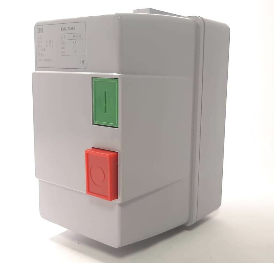 фото Пускатель магнитный КМИ 25А катушка управления 220В АС IP54 с кнопками П+С РТИ-1323