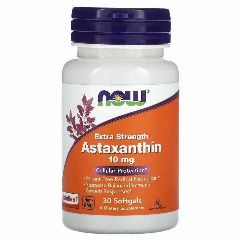 Астаксантин Astaxanthin NOW 10 мг 30 капсул