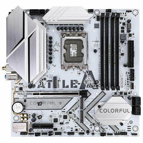 Материнская плата Colorful BATTLE-AX B760M-WHITE WIFI V20 B760 LGA1700 4xDDR4 1xPCIEx16 1xPCIEx4 3xM2 2xTypeC 5xUSB32Gen1 6xUSB20 4xSATA30 25G DP HDMI M-ATX RTL 17390₽