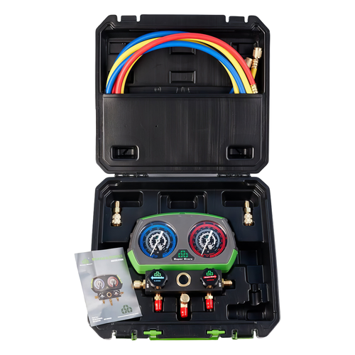 Манометрическая станция Super Stars ST-B280(R22/404/407/410, 2-х вентильный; шланги 1.5м, 55 Bar-1/4