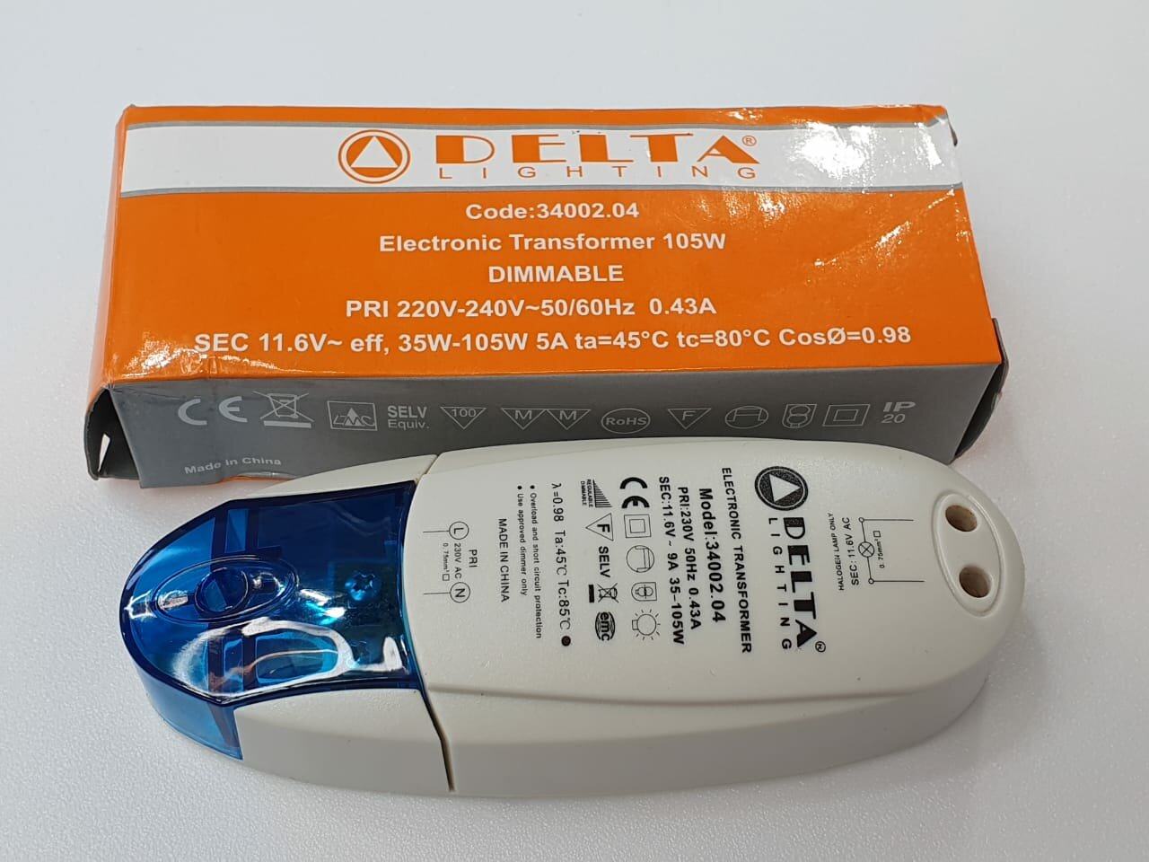 Трансформатор электронный диммируемый 220В/12В 35-105Вт DELTA LIGHTING (1 шт.)