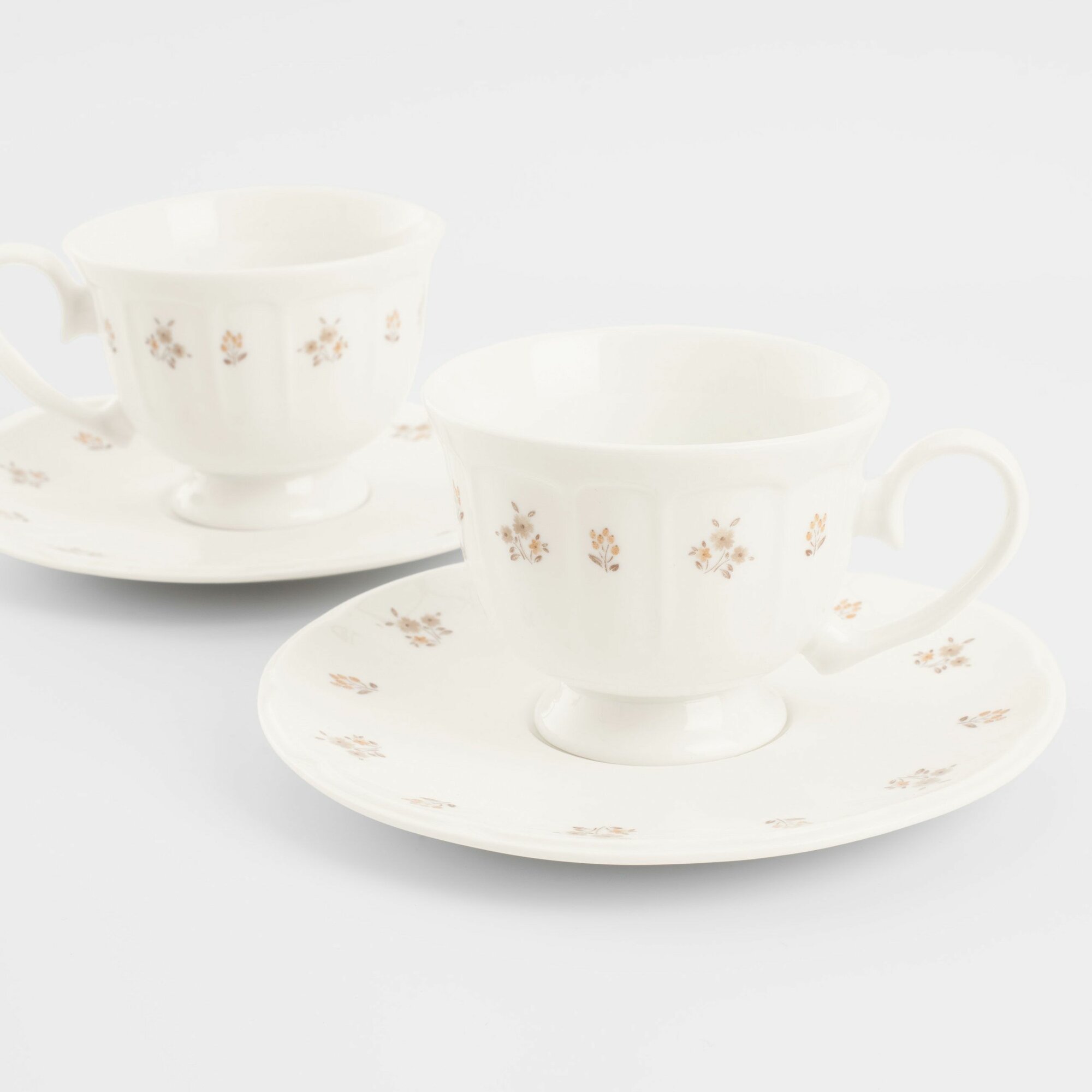 Пара чайная, 2 перс, 4 пр, 180 мл, фарфор N, белая, Винтажные цветы, La flore