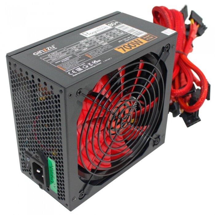 Блок питания Ginzzu PC700 14CM(Red) 80+ black (Ginzzu PC700)