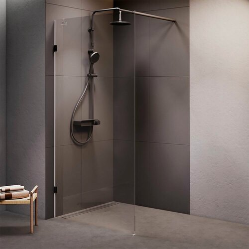 Изображение товара Душевая перегородка AM.PM X-Joy, 100x195, стекло прозрачное, фурнитура черный