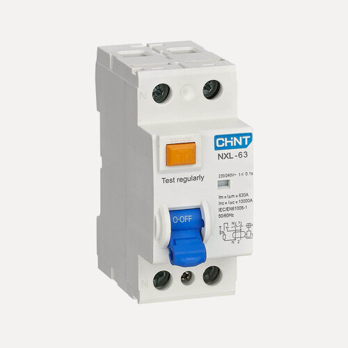 Изображение товара 280723 УЗО NXL-63 6kA 1P+N 40A 30mA AC (R)(CHINT) ***снято с поставок замена на 399940
