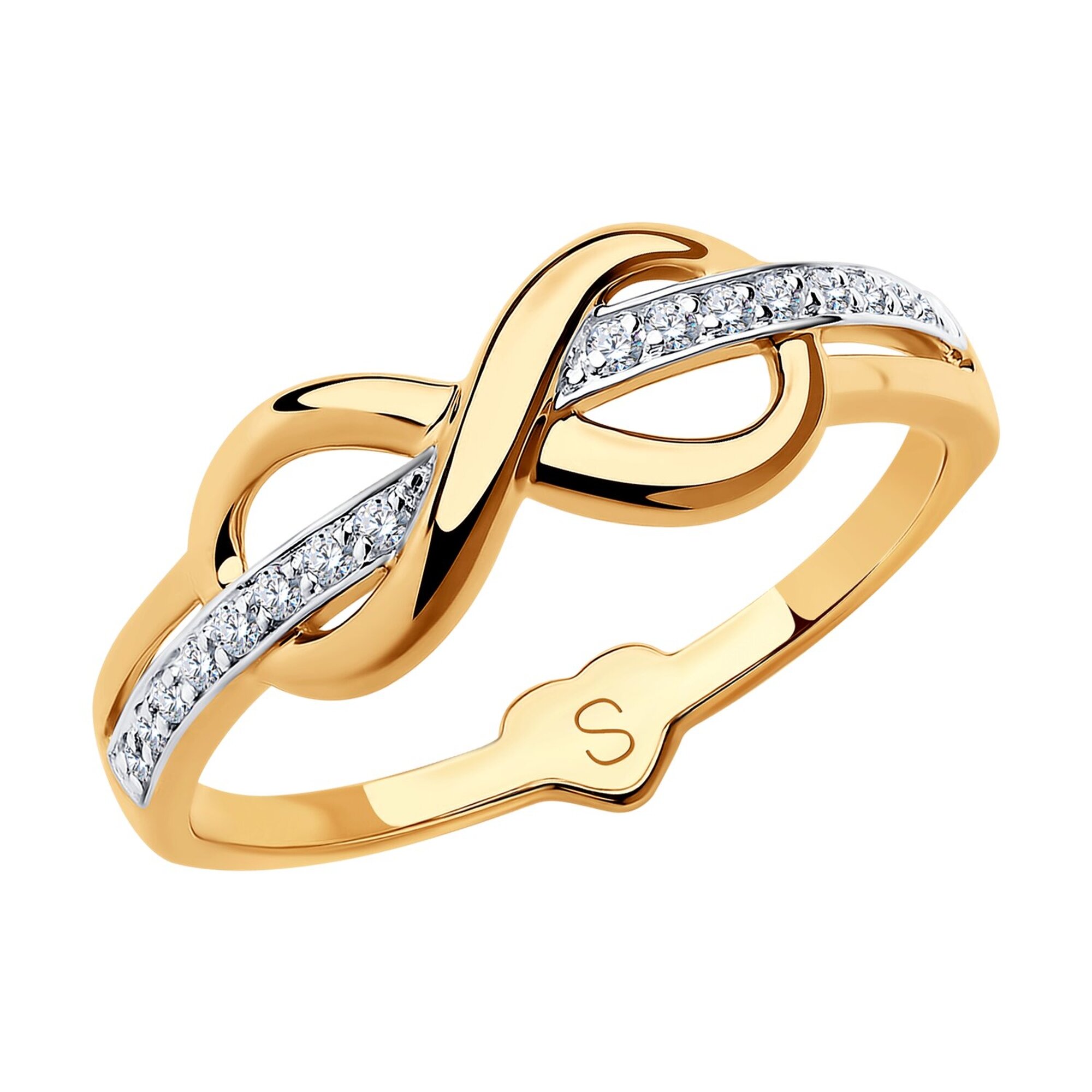 Кольцо дорожка Diamant online, красное золото, 585 проба, фианит