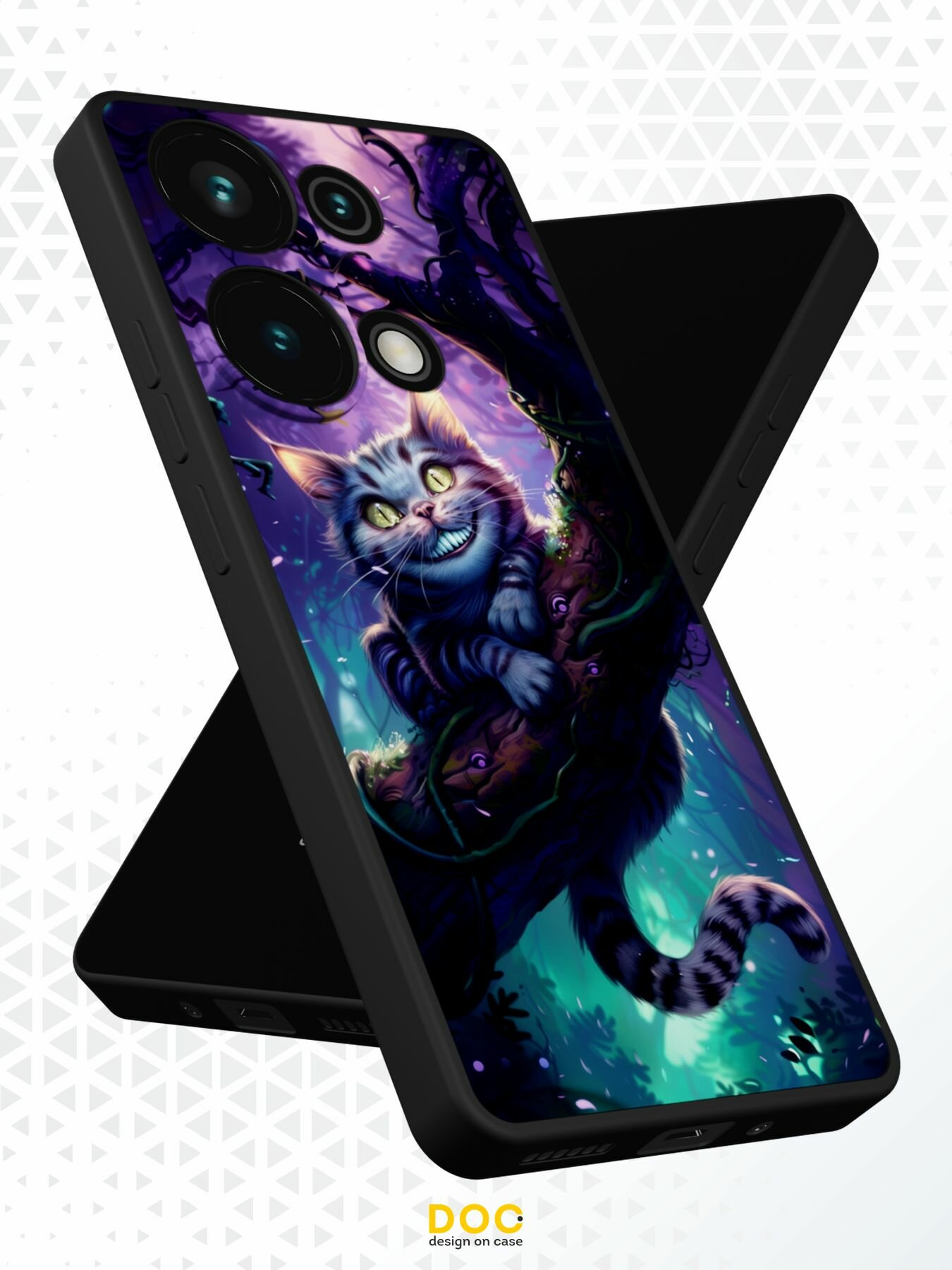 Силиконовый чехол DesignOnCase, на Redmi Note 13 Pro (4G), Poco M6 Pro (4G), с принтом Чеширский кот — фото 1