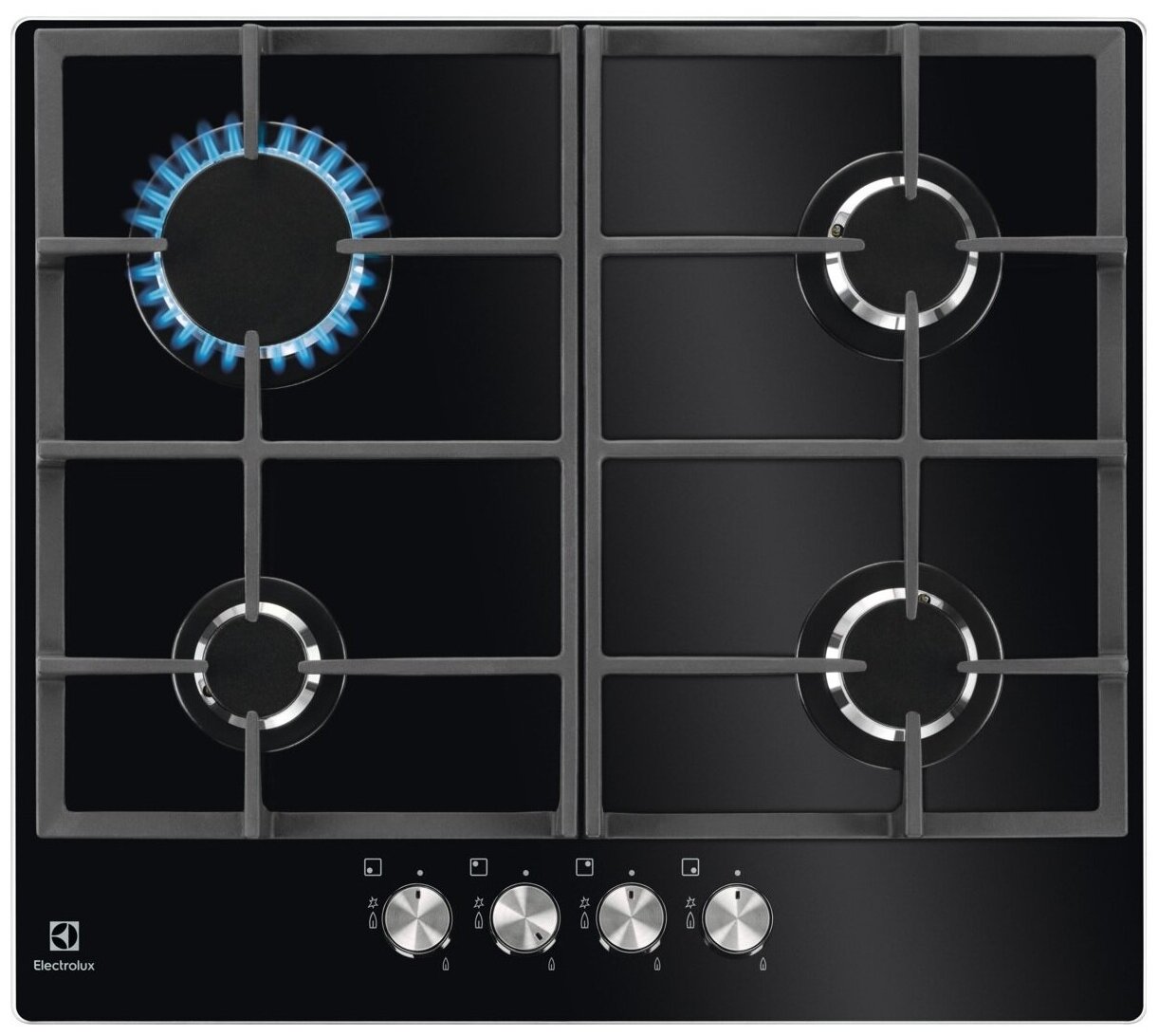 Встраиваемые газовые панели ELECTROLUX 4конфорки, мощность 8000 Вт, авто-электроподжиг, газ-контроль, черный