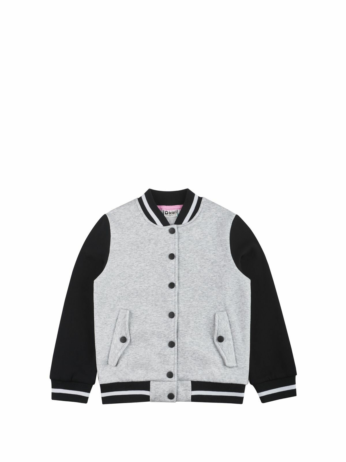 Бомбер kari, размер 7-8, серый, черный — фото 1