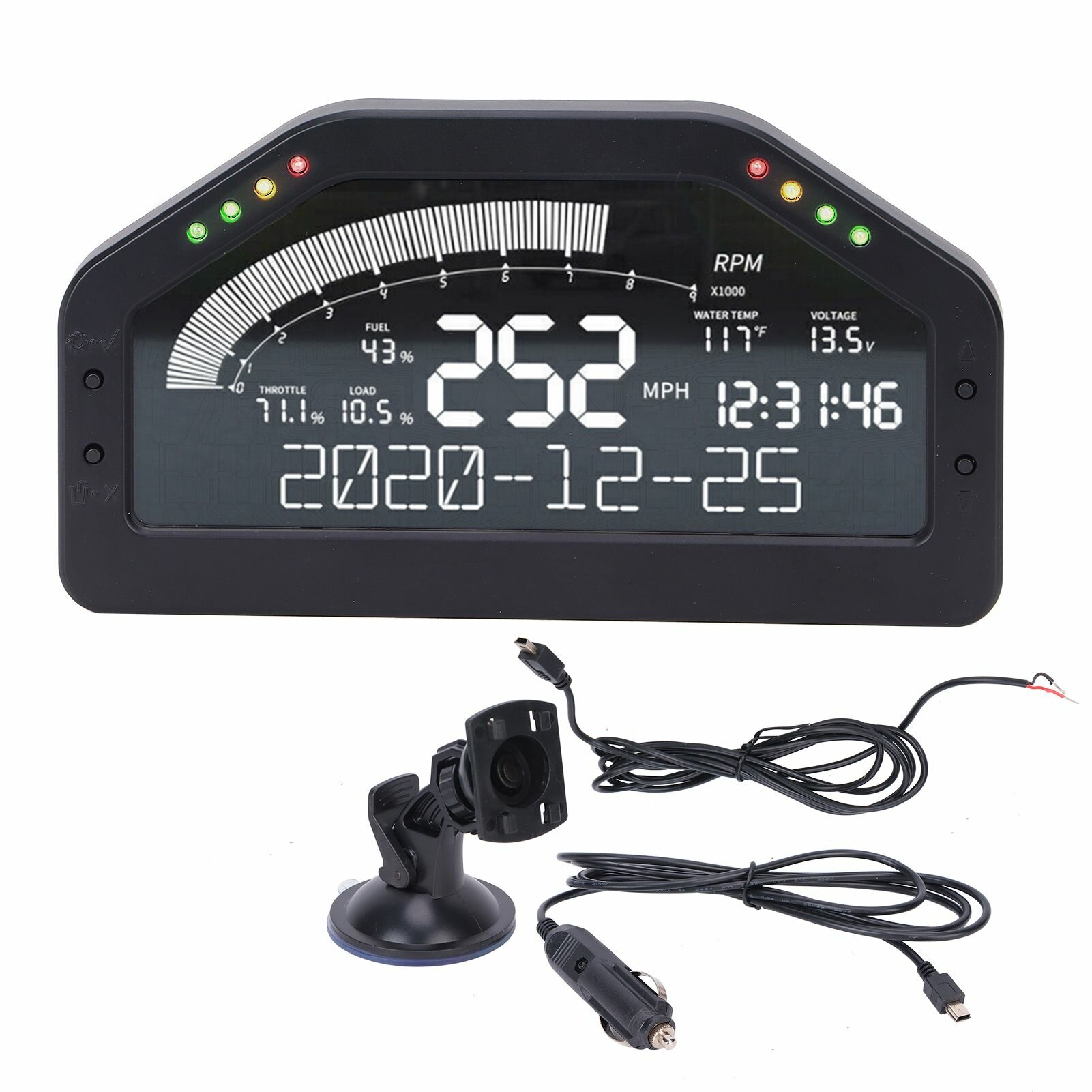 SINCO TECH Dash Race Display LCD 8 LED Light Универсальный гоночный счетчик Модификация автомобиля