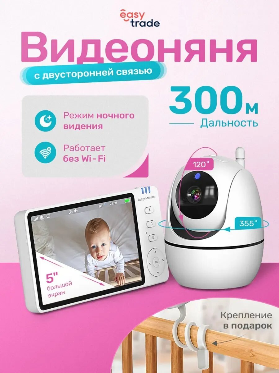 Видеоняня с монитором поворотная радионяня