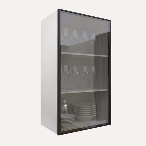 Изображение товара Фасад из алюминиевого профиля со стеклом Aluminum Glass 50х90х2 см, черный анод/графит