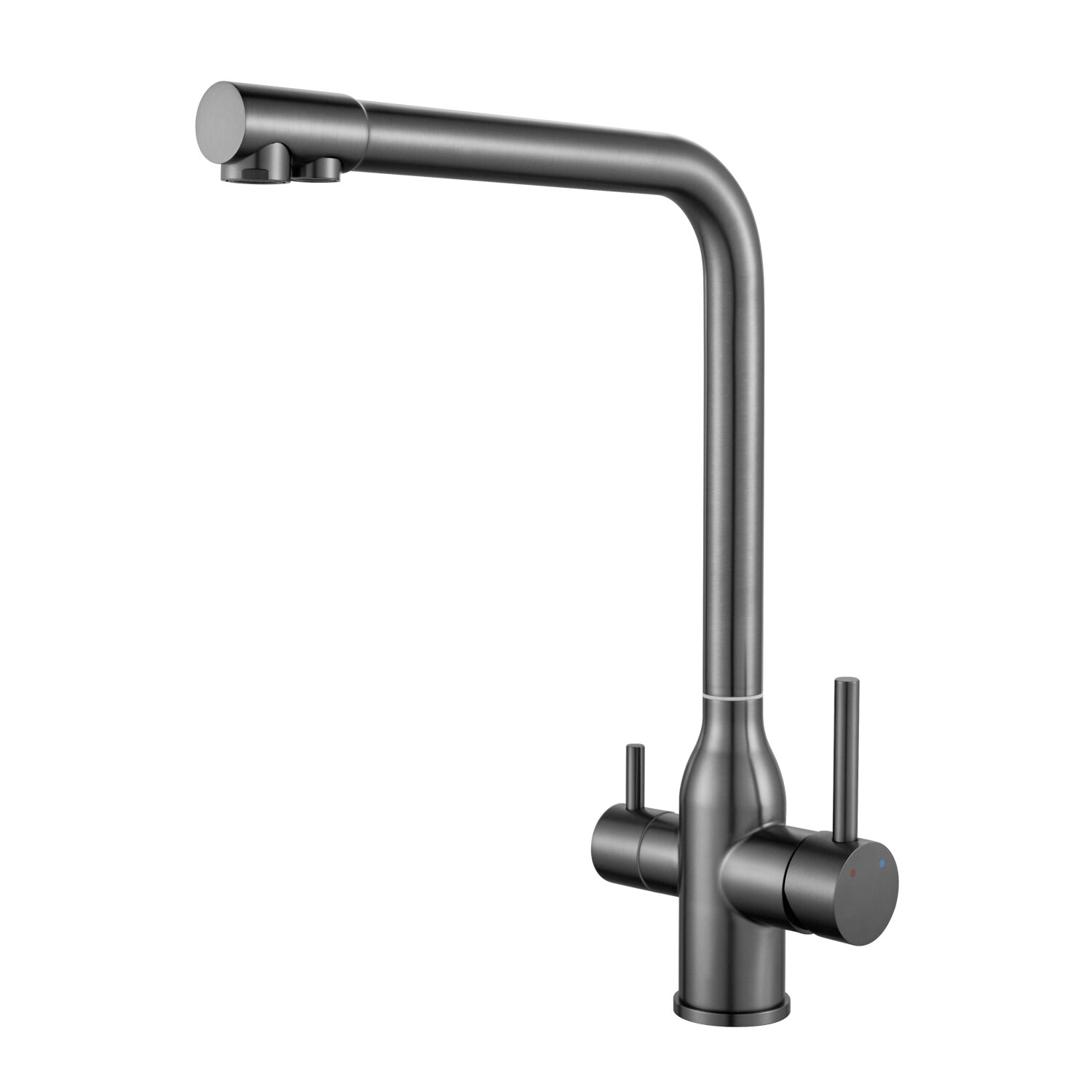 Смеситель для кухни с каналом для фильтрованной воды Shevanik S248T, Оружейная сталь