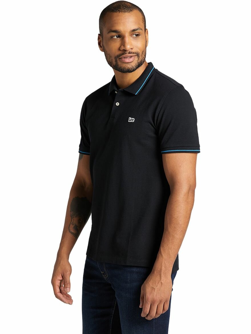Поло Lee Men Pique Polo, размер XXL, черный/синий — фото 1