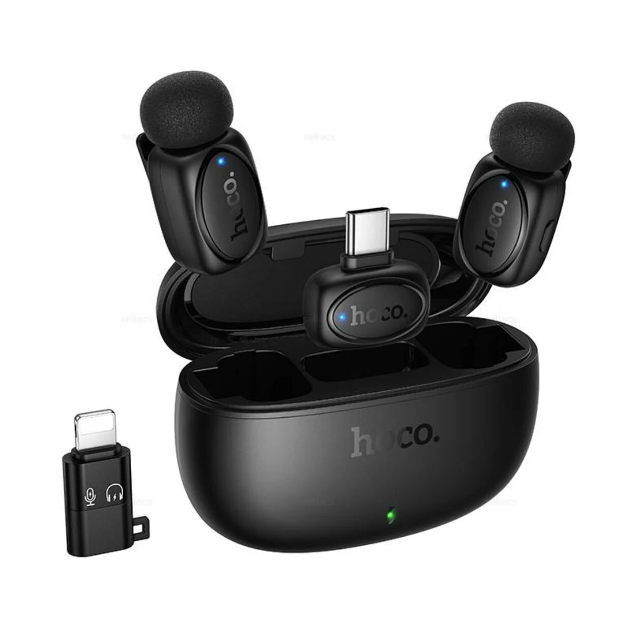 Беспроводной микрофон Hoco L19, для устройств iP/Type-C, чёрный
