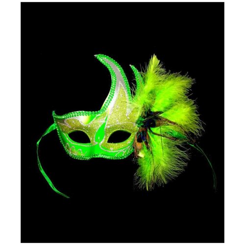 Карнавальная венецианская маска зеленая 23 см