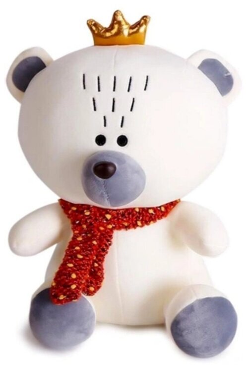 Мягкая игрушка Плюшевый медведь с короной Белый 45 см